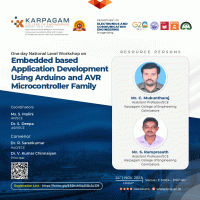 One day National Level Workshop on Embedded based Application Development using Arduino and AVR Microcontroller Family 2023 Workshop Poster